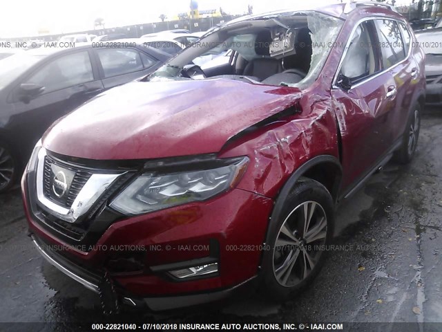 JN8AT2MT0HW403548 - 2017 NISSAN ROGUE S/SL/SV RED photo 2