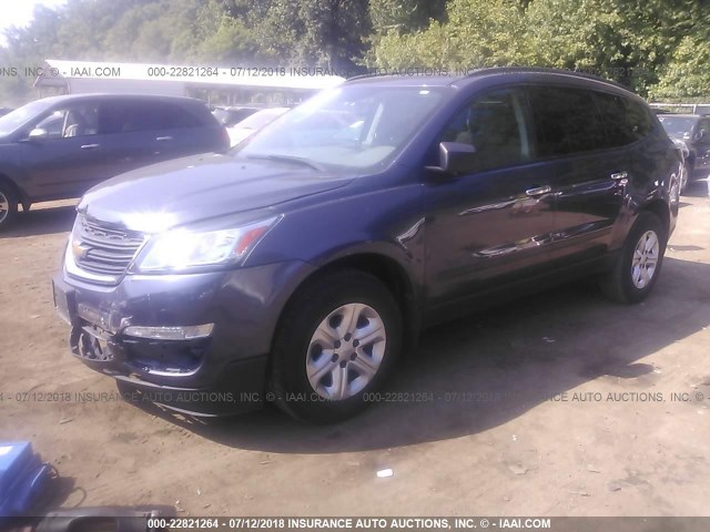 1GNKRFKDXDJ144521 - 2013 CHEVROLET TRAVERSE LS BLUE photo 2