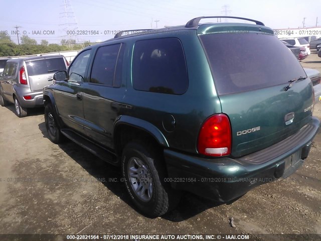 1D4HS48N43F563156 - 2003 DODGE DURANGO SLT GREEN photo 3