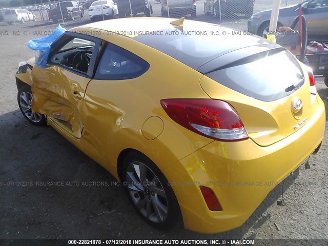 KMHTC6ADXHU306776 - 2017 HYUNDAI VELOSTER YELLOW photo 3