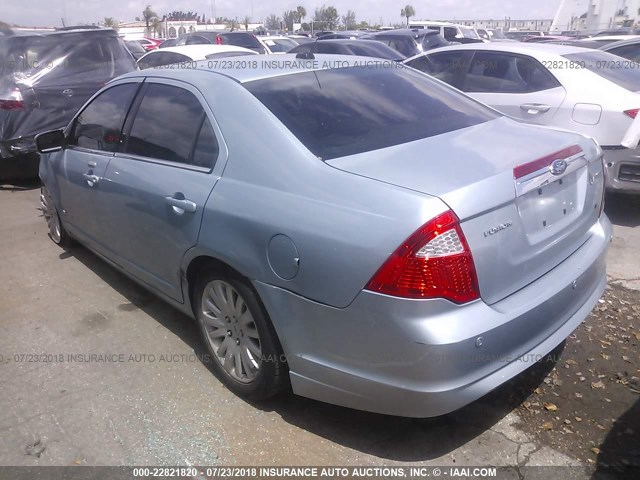 3FADP0L33AR159654 - 2010 FORD FUSION HYBRID BLUE photo 3