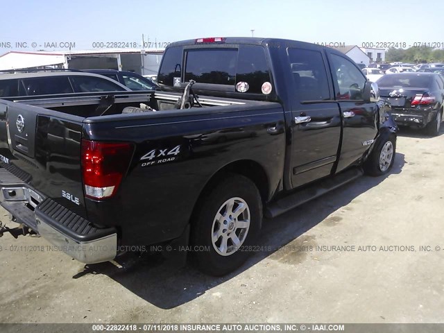 1N6BA07B45N569096 - 2005 NISSAN TITAN XE/SE/LE BLACK photo 4