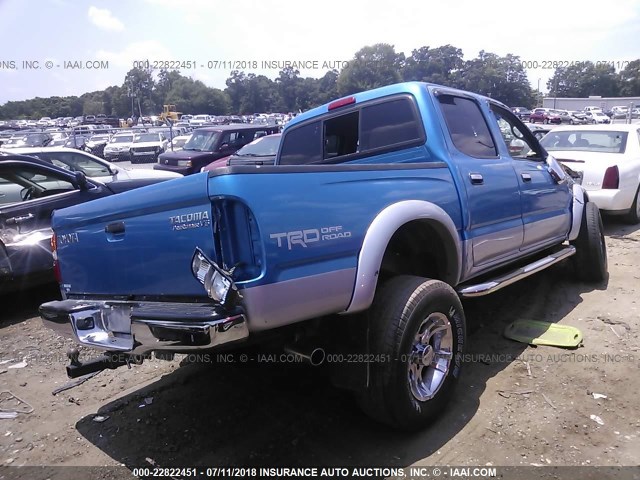 5TEGN92N74Z358487 - 2004 TOYOTA TACOMA DOUBLE CAB PRERUNNER BLUE photo 4