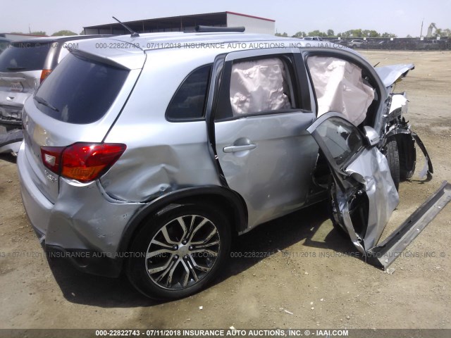 JA4AP3AU0GZ047676 - 2016 MITSUBISHI OUTLANDER SPORT ES/SE SILVER photo 4