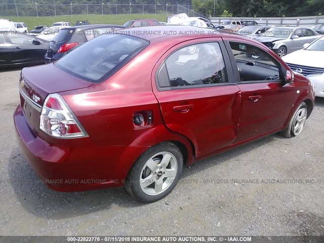 KL1TG56667B115614 - 2007 CHEVROLET AVEO LT RED photo 4