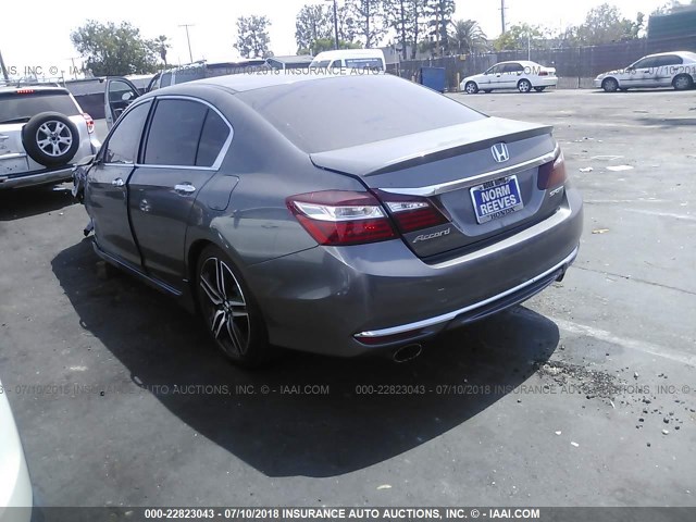 1HGCR2F5XGA114532 - 2016 HONDA ACCORD SPORT GRAY photo 3