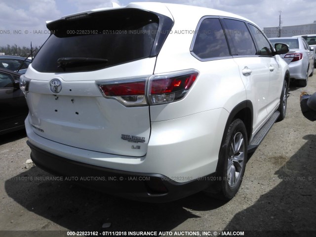 5TDZKRFH0FS085561 - 2015 TOYOTA HIGHLANDER LE/LE PLUS WHITE photo 4