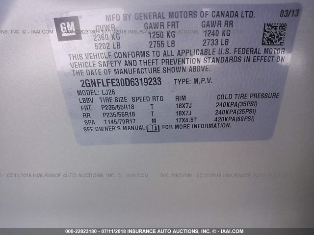 2GNFLFE30D6319233 - 2013 CHEVROLET EQUINOX LTZ GOLD photo 9