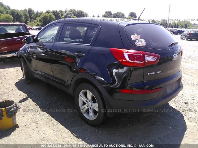 KNDPBCA26C7241177 - 2012 KIA SPORTAGE LX BLACK photo 3