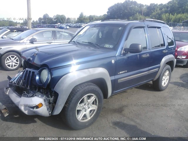 1J4GL48K14W271231 - 2004 JEEP LIBERTY SPORT BLUE photo 2