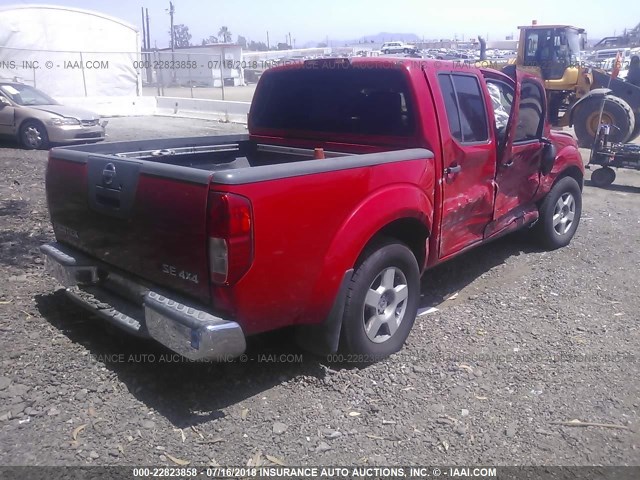 1N6AD07W55C458137 - 2005 NISSAN FRONTIER CREW CAB LE/SE/OFF ROAD RED photo 4