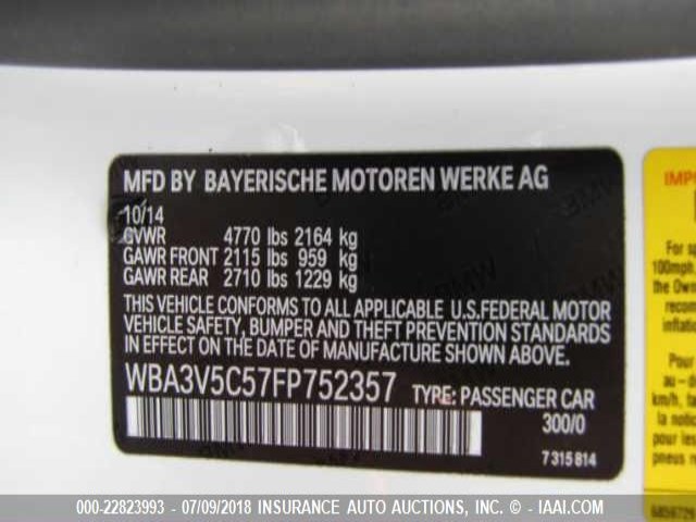 WBA3V5C57FP752357 - 2015 BMW 428 WHITE photo 9