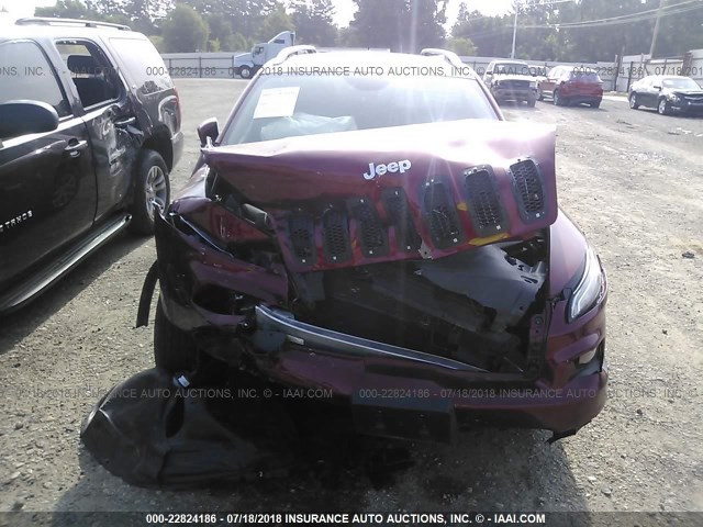 1C4PJLCBXHW527000 - 2017 JEEP CHEROKEE LATITUDE MAROON photo 6