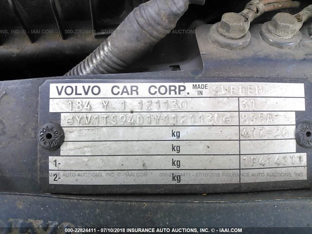 YV1TS94D1Y1121130 - 2000 VOLVO S80 BLUE photo 9