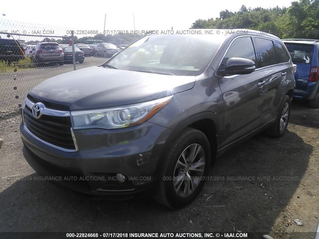 5TDJKRFH8FS101504 - 2015 TOYOTA HIGHLANDER XLE Pewter photo 2