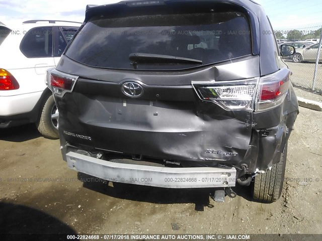 5TDJKRFH8FS101504 - 2015 TOYOTA HIGHLANDER XLE Pewter photo 6