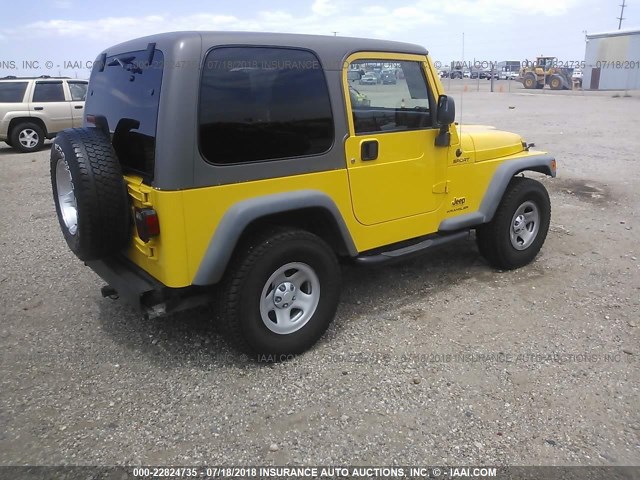 1J4FA49S14P745592 - 2004 JEEP WRANGLER / TJ SPORT YELLOW photo 4