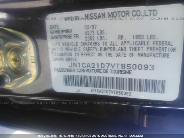 JN1CA21D7VT850093 - 1997 NISSAN MAXIMA GLE/GXE/SE BROWN photo 9