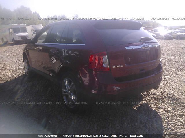 2FMDK4KC1EBB50971 - 2014 FORD EDGE LIMITED RED photo 3