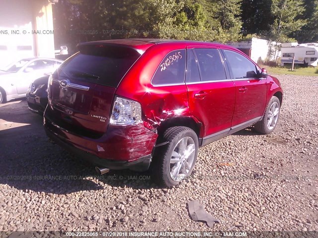 2FMDK4KC1EBB50971 - 2014 FORD EDGE LIMITED RED photo 4