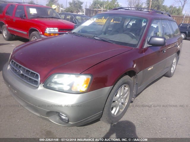 4S3BH665827619530 - 2002 SUBARU LEGACY OUTBACK MAROON photo 2