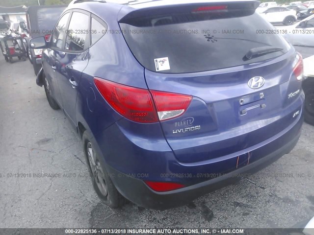 KM8JUCACXBU257368 - 2011 HYUNDAI TUCSON GLS/LIMITED BLUE photo 3