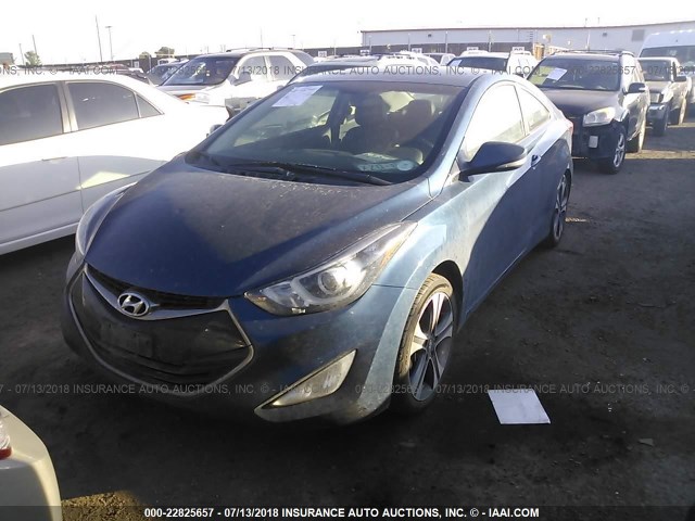 KMHDH6AH1EU026183 - 2014 HYUNDAI ELANTRA COUPE GS/SE BLUE photo 2