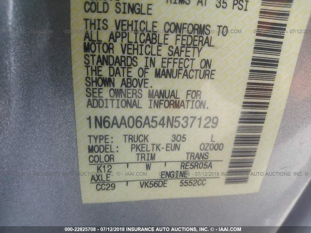 1N6AA06A54N537129 - 2004 NISSAN TITAN XE/SE/LE 银色 照片 9