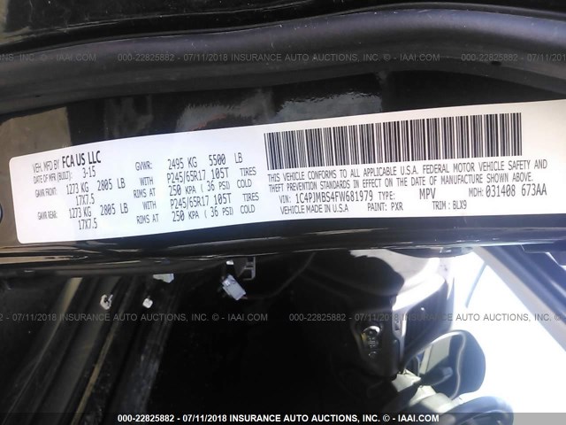 1C4PJMBS4FW681979 - 2015 JEEP CHEROKEE TRAILHAWK 黑色 照片 9