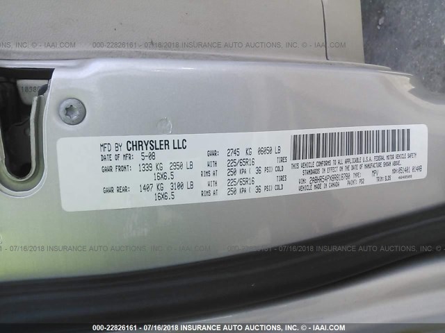 2A8HR54PX8R818780 - 2008 CHRYSLER TOWN & COUNTRY TOURING SILVER photo 9