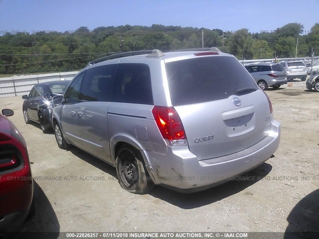 5N1BV28U14N365742 - 2004 NISSAN QUEST S/SE/SL SILVER photo 3