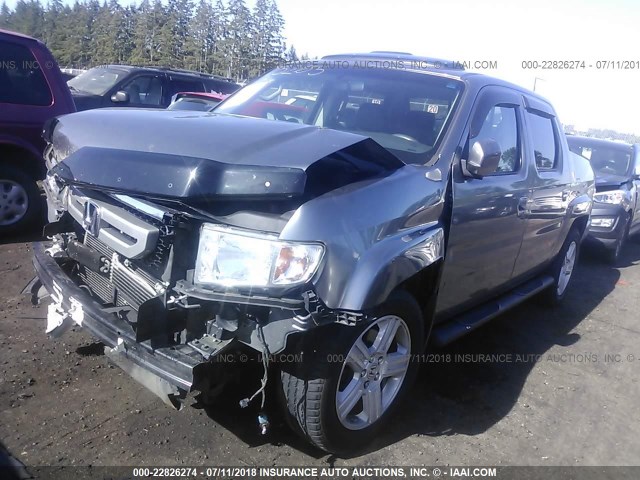 5FPYK16559B100199 - 2009 HONDA RIDGELINE RTL GRAY photo 2