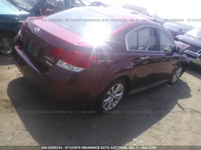 4S3BMBC63D3045866 - 2013 SUBARU LEGACY 2.5I PREMIUM MAROON photo 4