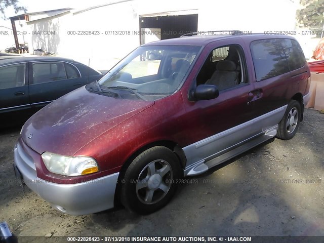 4N2ZN15T11D830284 - 2001 NISSAN QUEST GXE RED photo 2