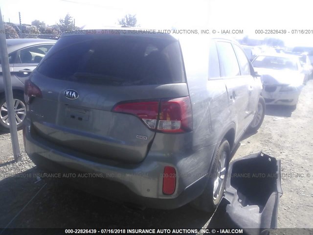 5XYKT4A74FG578608 - 2015 KIA SORENTO LX GRAY photo 4