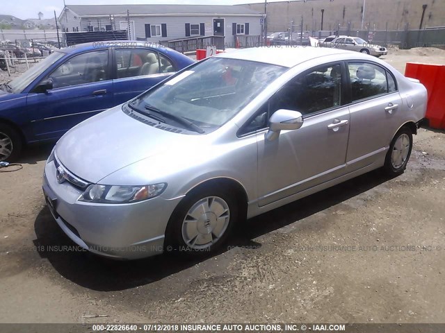 JHMFA36297S028362 - 2007 HONDA CIVIC HYBRID SILVER photo 2