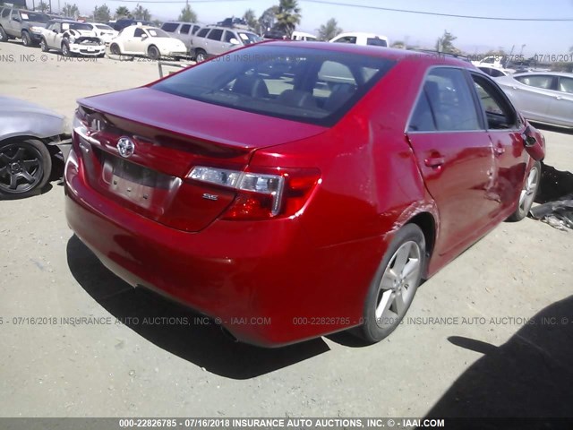 4T1BF1FK3EU769836 - 2014 TOYOTA CAMRY L/SE/LE/XLE RED photo 4