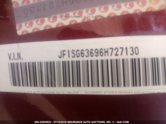 JF1SG63696H727130 - 2006 SUBARU FORESTER 2.5X RED photo 9