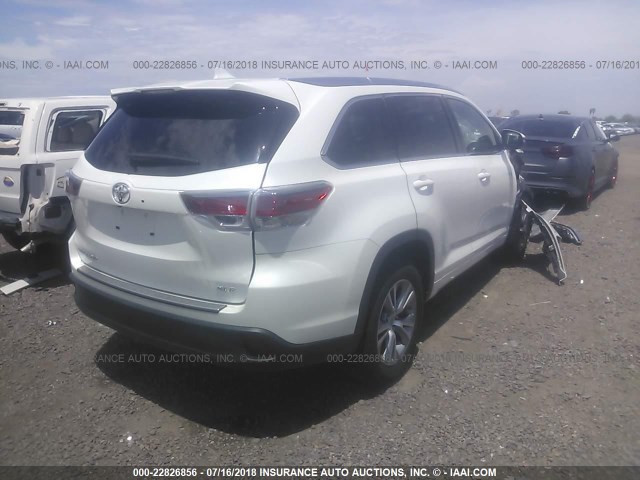 5TDKKRFH8FS098799 - 2015 TOYOTA HIGHLANDER XLE თეთრი ფოტო 4