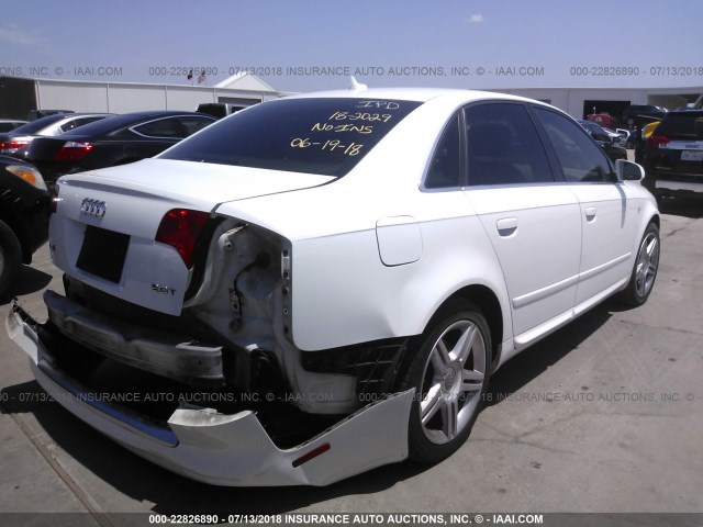 WAUAF78E88A095762 - 2008 AUDI A4 2.0T WHITE photo 4