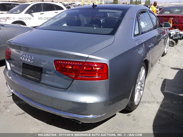 WAURGAFD1DN014398 - 2013 AUDI A8 L QUATTRO GRAY photo 4