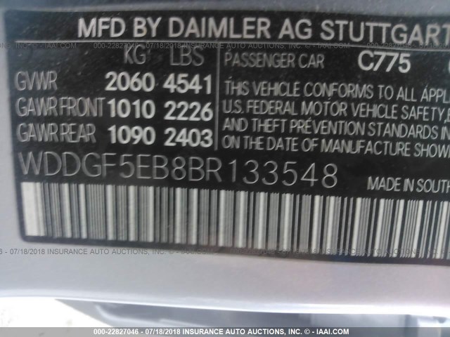 WDDGF5EB8BR133548 - 2011 MERCEDES-BENZ C 300 SILVER photo 9