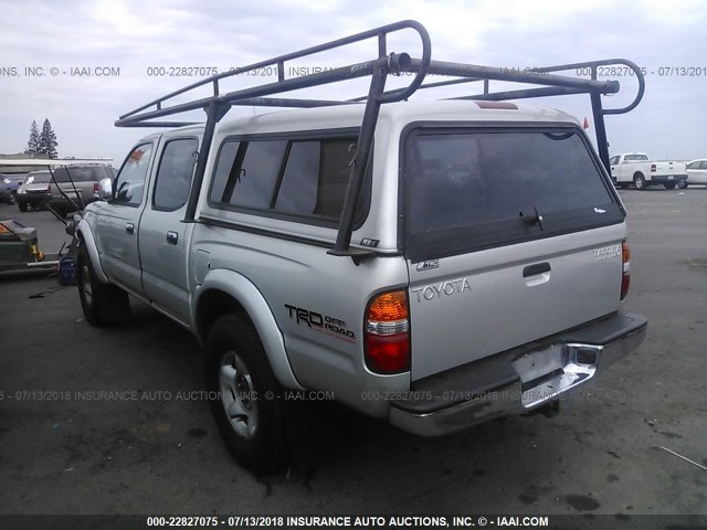 5TEGN92N52Z081237 - 2002 TOYOTA TACOMA DOUBLE CAB PRERUNNER SILVER photo 3