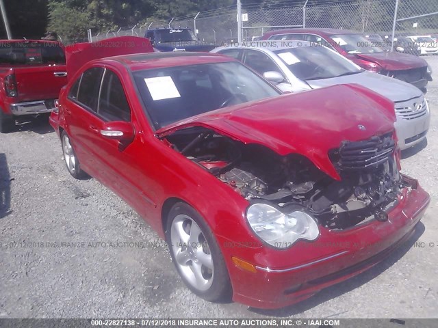 WDBRF40JX4F527129 - 2004 MERCEDES-BENZ C 230K SPORT SEDAN RED photo 1