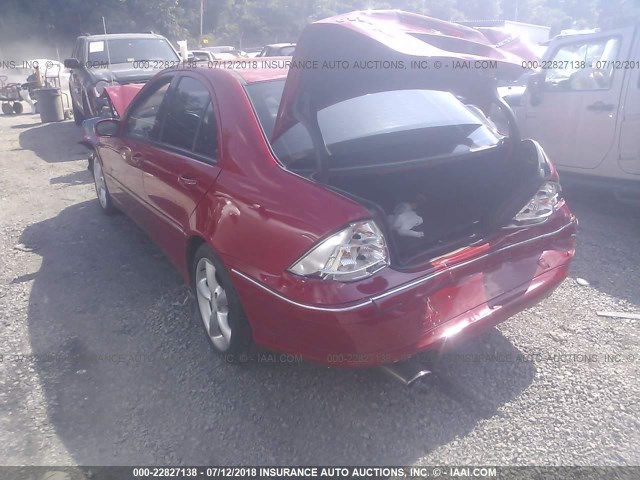 WDBRF40JX4F527129 - 2004 MERCEDES-BENZ C 230K SPORT SEDAN RED photo 3