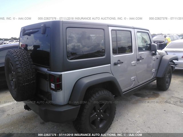 1C4BJWDG9HL666817 - 2017 JEEP WRANGLER UNLIMITE SPORT GRAY photo 4