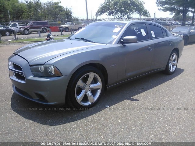 2B3CL5CTXBH571650 - 2011 DODGE CHARGER R/T GRAY photo 2