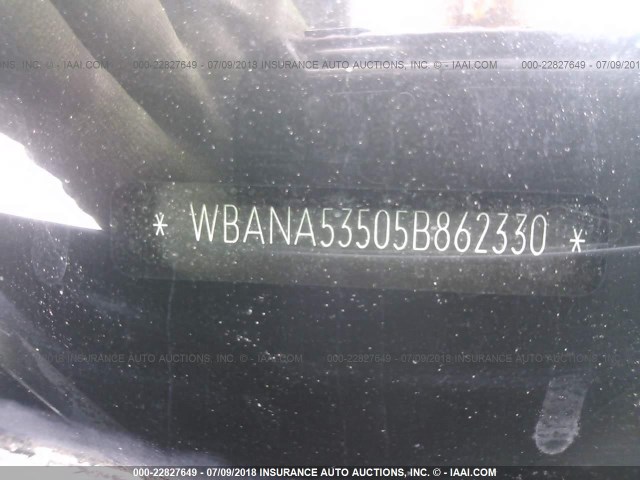 WBANA53505B862330 - 2005 BMW 525 I BLUE photo 9