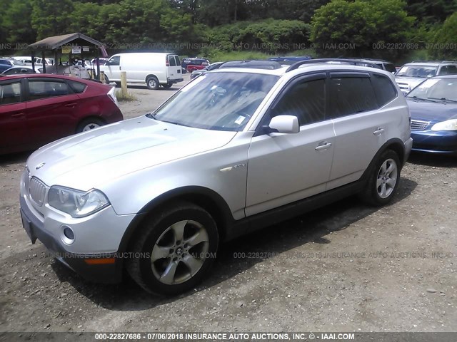 WBXPC93497WE78505 - 2007 BMW X3 3.0SI SILVER photo 2