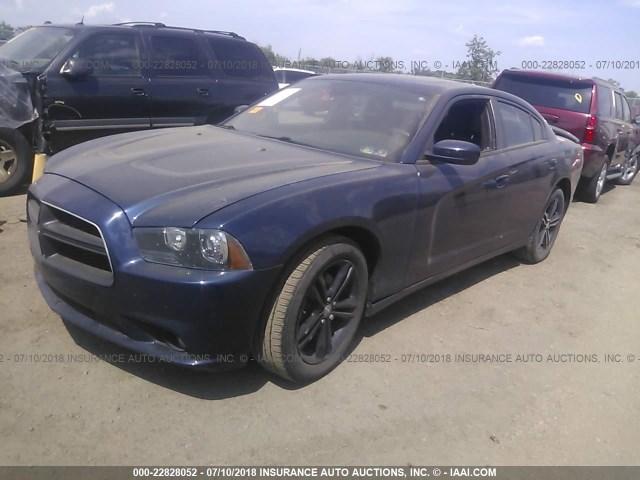 2C3CDXDTXDH571869 - 2013 DODGE CHARGER R/T BLUE photo 2